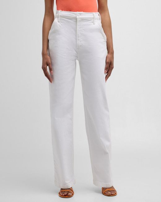 Mother White The Stud Finder Sneak Jeans