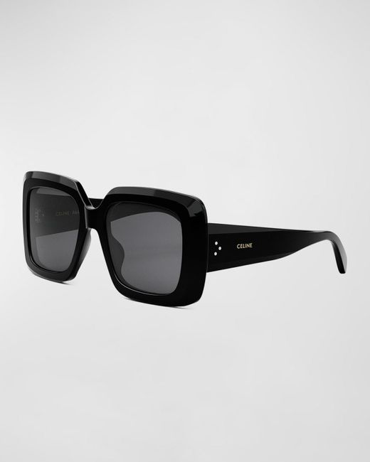 Céline Black Bold Three-dot Acetate Square Sunglasses