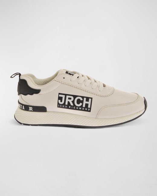 John Richmond White Logo Leather Low-top Sneakers for men