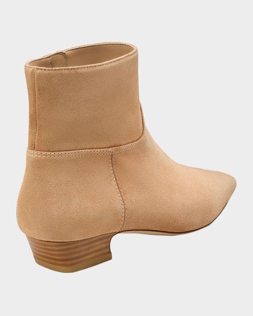 Stuart Weitzman Natural Stassi Suede Zip Ankle Boots