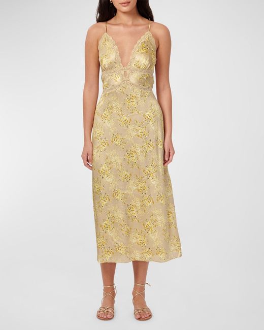 Cami NYC Yellow Roya Floral Silk Slip Dress