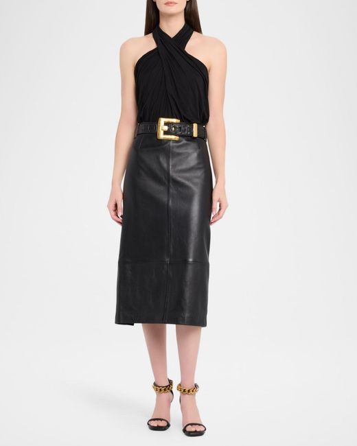 Balmain Black Crossover Halter Bodysuit