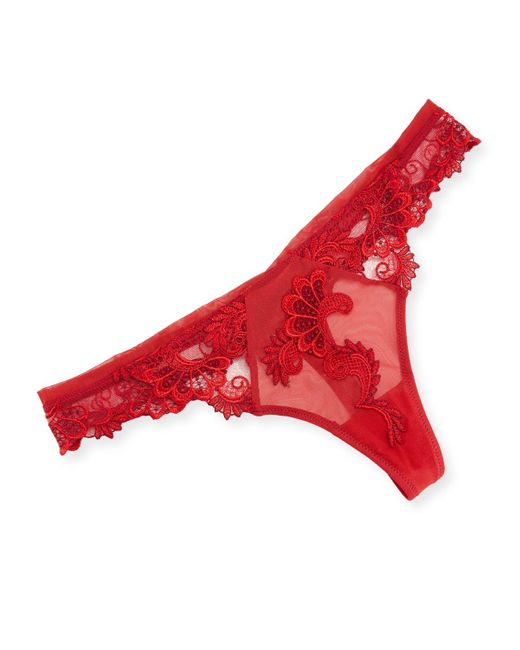 Lise Charmel Red Dressing Floral-lace Thong