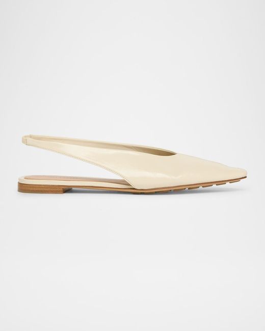Bottega Veneta Natural Slingback Pointed Leather Ballet Flats