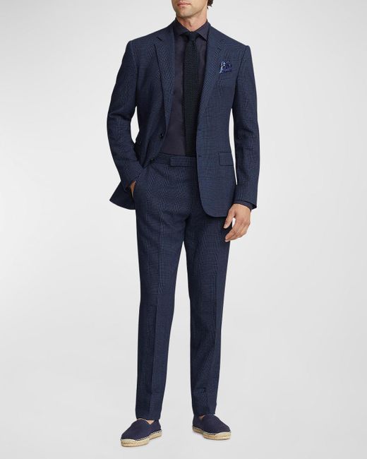 Ralph Lauren Purple Label Blue Kent Hand-Tailored Plaid Seersucker Suit for men