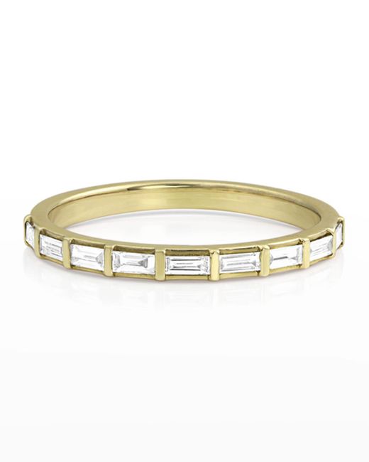 Dominique Cohen Metallic 14k Gold Baguette-diamond Halfway Ring, Size 7