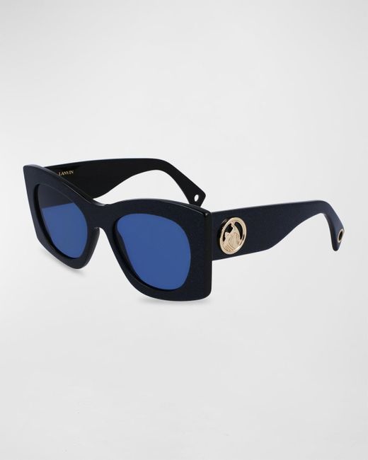 Lanvin Blue Mother & Child Logo Acetate Butterfly Sunglasses