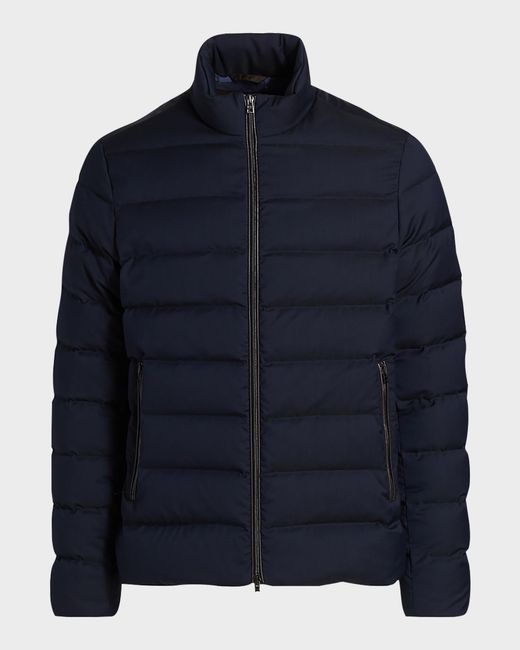 Herno Blue Apos;S Wool Blend Puffer Jacket for men