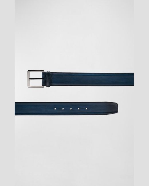 Magnanni Shoes Blue Vega Leather Belt for men