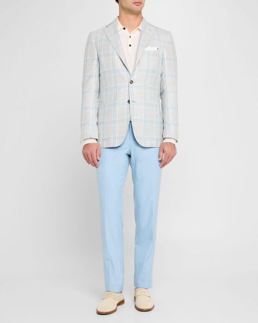 Kiton Blue Apos;S Flat-Front Twill Pants for men