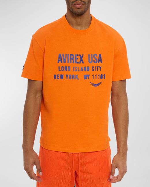 Avirex Orange Aviator Short-Sleeve Crewneck T-Shirt for men