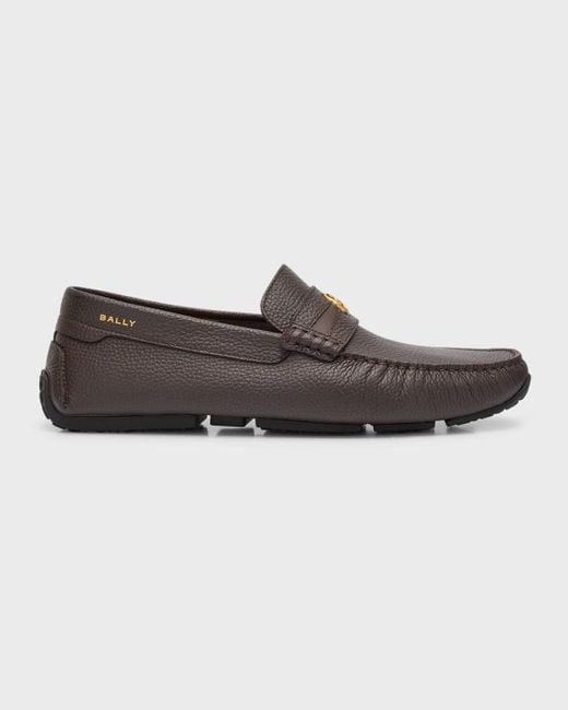 Bally Brown Paklys Moc Toe Leather Drivers for men