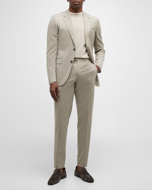 Zegna Natural Solid Wool Twill Suit for men