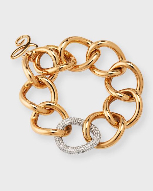 Chopard Metallic 18k Rose Gold Curb Chain Diamond Link Bracelet