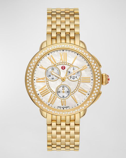 Michele Metallic Serein 18K Plated Diamond Watch