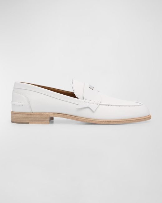 Christian Louboutin White Leather Penny Loafers for men