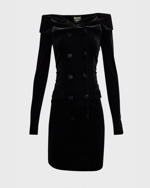 L'Agence Black Micaela Off-Shoulder Blazer Mini Dress