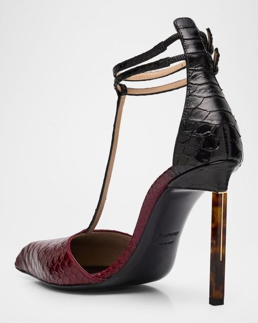 Tom Ford Red Python-Effect Leather Pumps