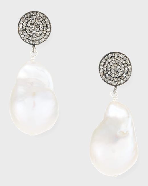 Margo Morrison White Stone Earrings With Pave Diamonds And Crystal