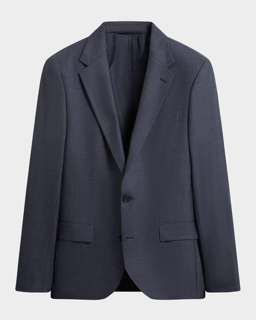 Bugatchi Blue Single-Breasted Sharkskin Travel Blazer for men
