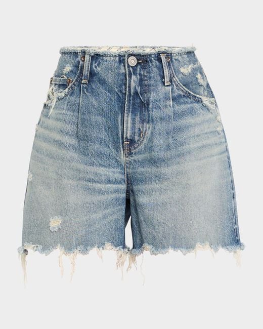 Moussy Blue Ludlow Distressed Denim Shorts
