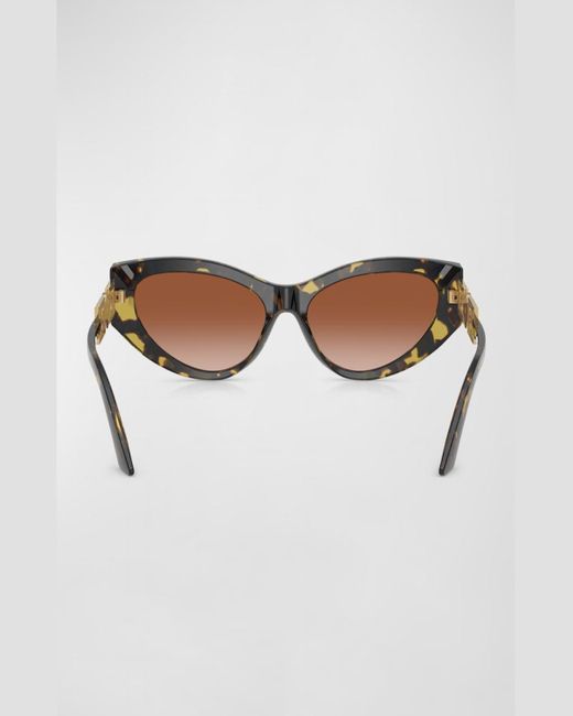 Versace Brown Bright Greca Embellished Cat-Eye Sunglasses