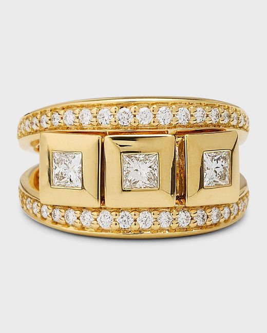 Tamara Comolli Metallic 18k Yellow Gold Curriculum Vitae Diamond Ring, Size 7
