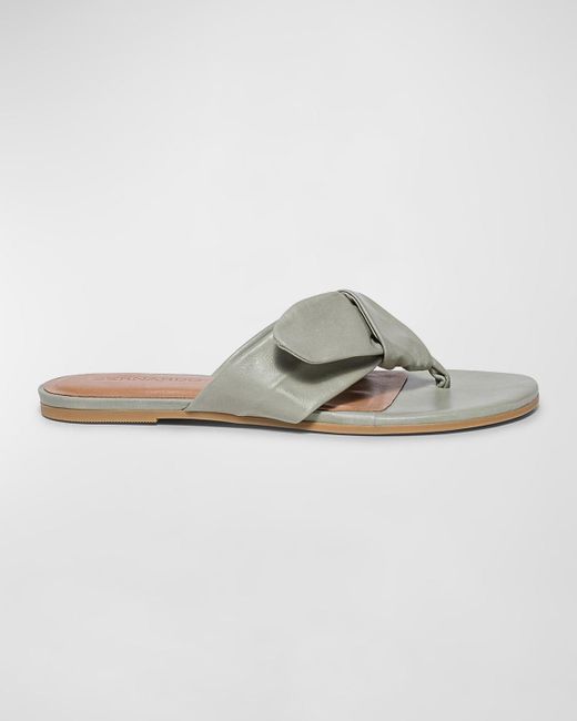 Bernardo Gray Calfskin Thong Slide Sandals