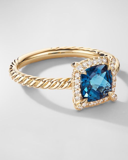 David Yurman White Petite Chatelaine Ring With Gemstone And Diamonds In 18k Gold, 7mm