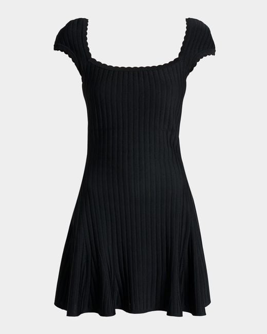 Givenchy Women's Black Cap-Sleeve Pleated Mini Dress