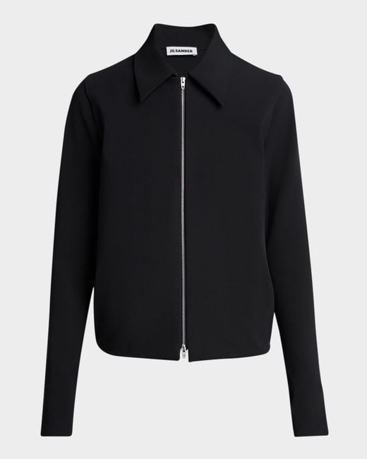 Jil Sander Black Collared Zip-Up Jacket