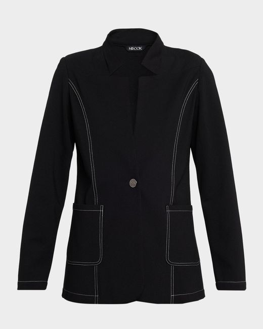 Misook Black Single-Button Ponte Blazer