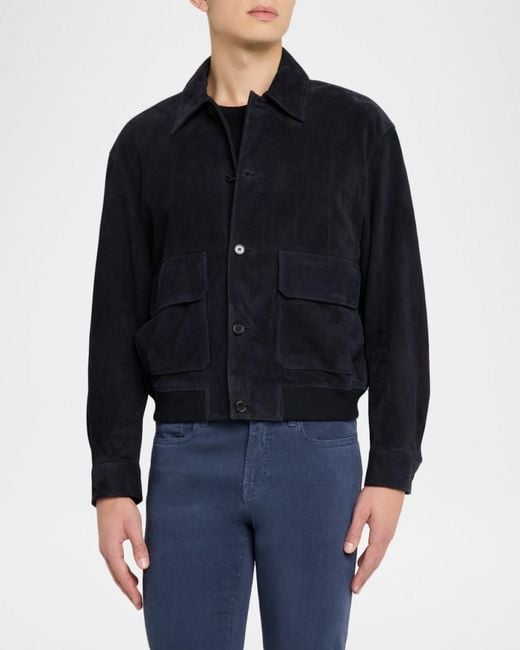 FRAME Blue Apos;S Suede Button-Front Blouson for men