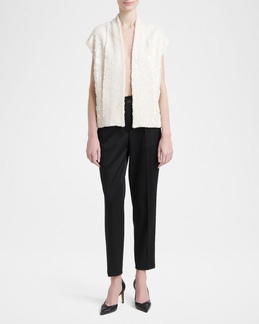 Kiton White Sequined Tweed Open Jacket