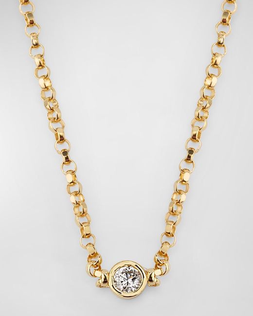Roberto Coin Metallic 18K Diamond Bezel Necklace