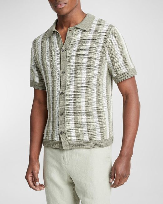 Vince Multicolor Crochet Stripe Button-down Shirt for men