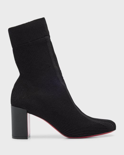 Christian Louboutin Black Beyonstage Sole Knit Mid-Calf Boots