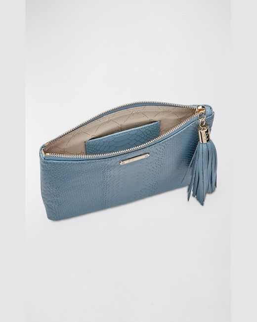 Gigi New York Blue All In One Zip Python-embossed Clutch Bag