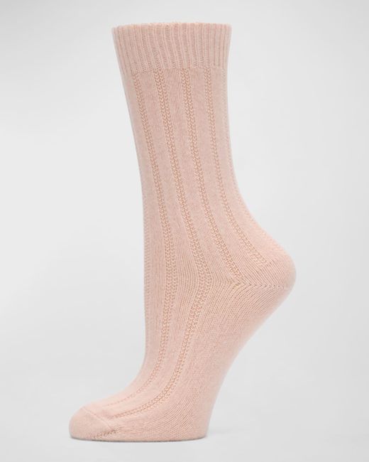Neiman Marcus Natural Cashmere Ribbed Socks