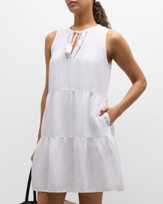 Tommy Bahama White St Lucia Sleeveless Tiered Mini Dress