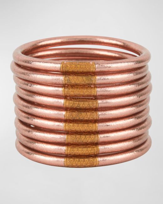 BuDhaGirl Metallic Rose Gold All-weather Bangles, Size S-l, Set Of 9