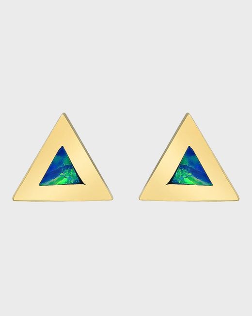 Jennifer Meyer Blue Mini Inlay Triangle Stud Earrings