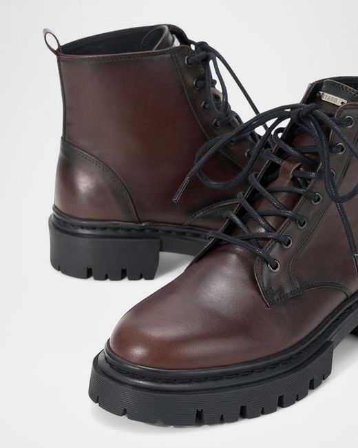 Staud Brown Henry Leather Combat Boots