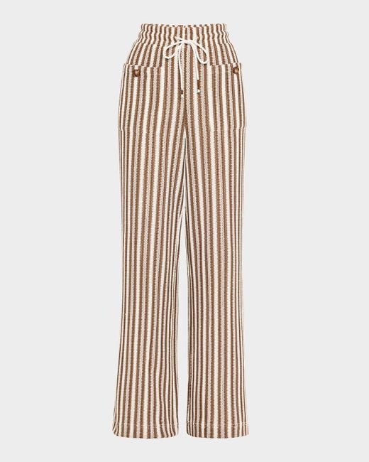 Veronica Beard Natural Zosia Stripe Drawstring Pants
