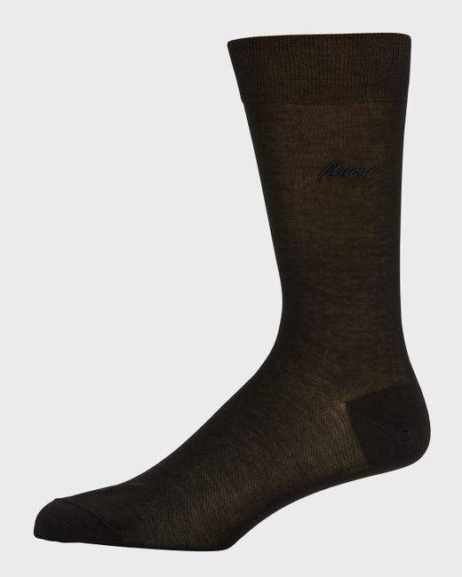 Brioni Black Solid Crew Socks for men