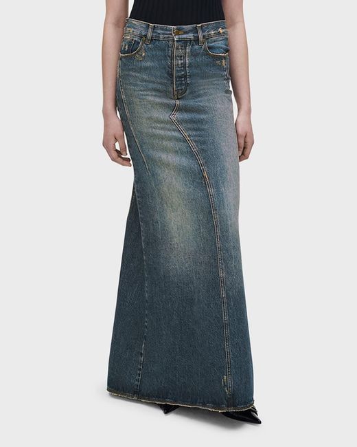 Marc Jacobs Blue Long Fluted Denim Skirt