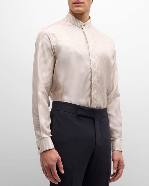 Giorgio Armani Metallic Micro-Striped Silk Formal Shirt for men