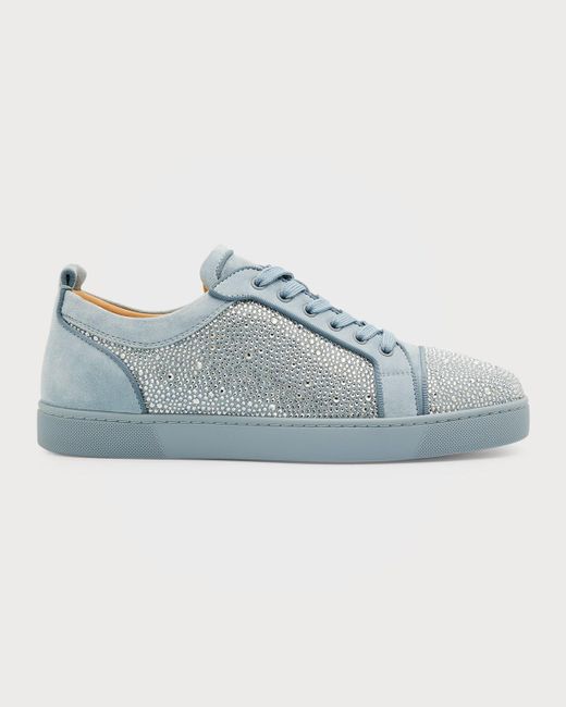 Christian Louboutin Blue Louis Junior Strass Rhinestone Suede Low-Top Sneakers for men