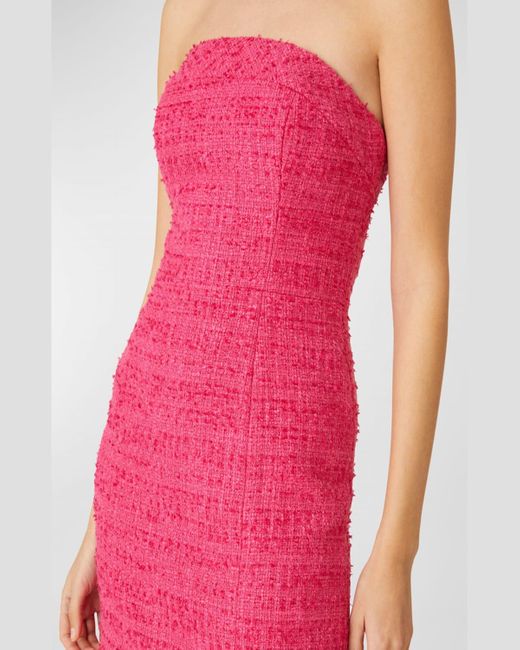 Shoshanna Red Laila Strapless A-Line Tweed Mini Dress