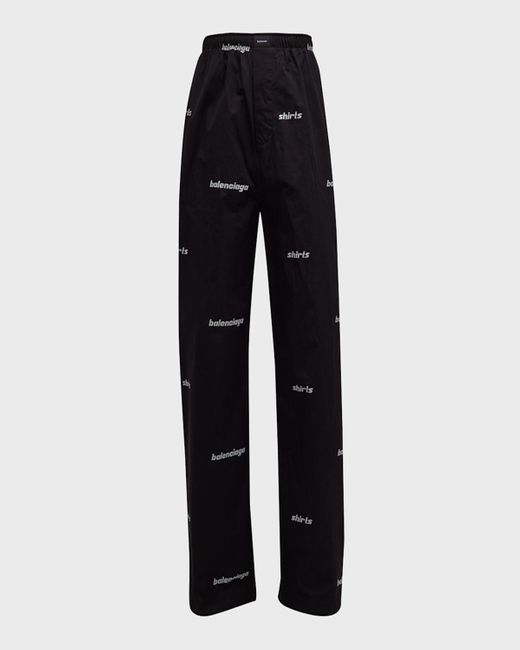 Balenciaga Black Shirt All Over Pajama Pants for men